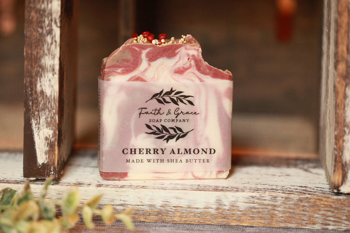 Cherry Almond Artisan Bar Soap, Luxury Shea Butter, 4 oz.